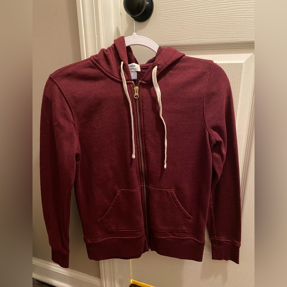 Old Navy Basics Maroon Zip Up Hoodie - Women | Color: maroon | Size: XS